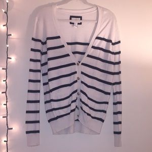 Black and white striped cardigan